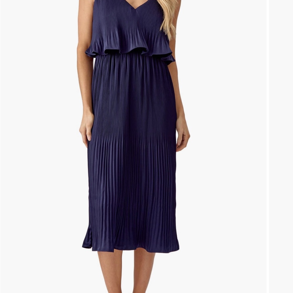 Adelyn Rae Nayla Pleated Midi Dress Large